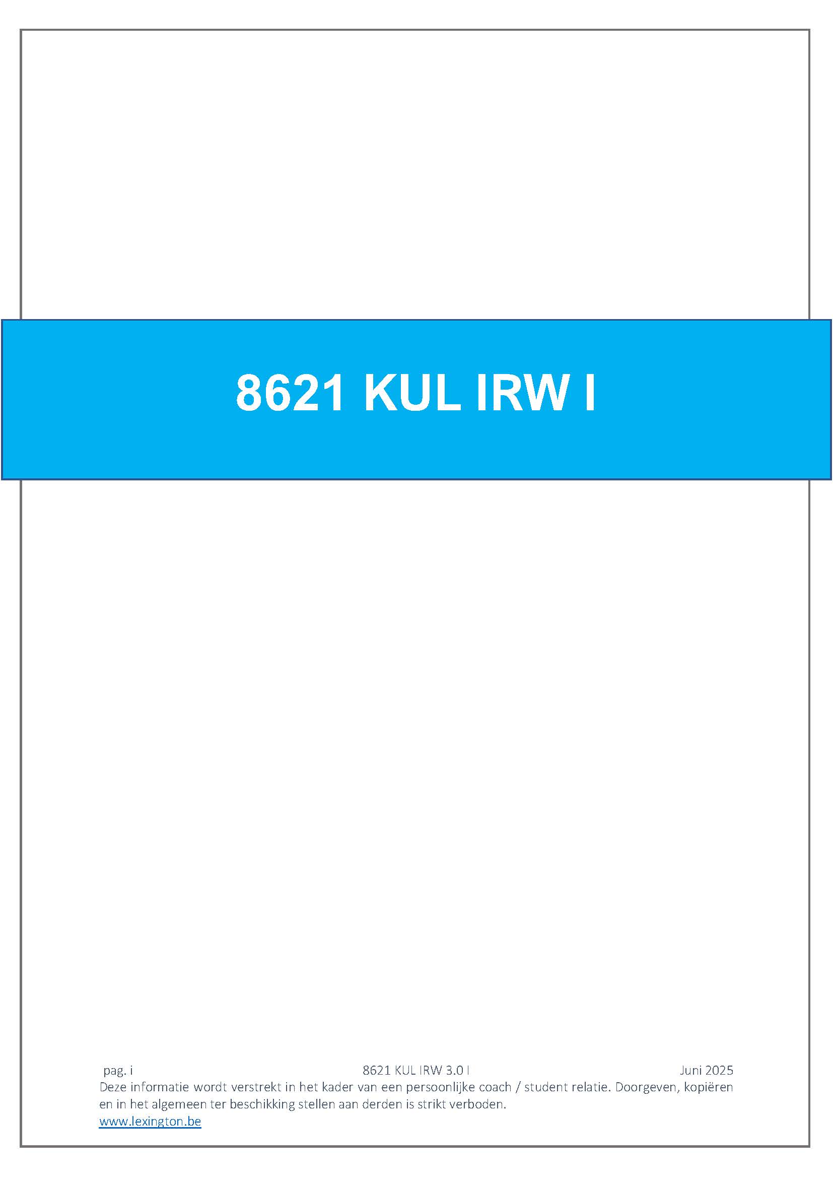 8621 KUL Inleiding tot de rechtswetenschap (IRW)