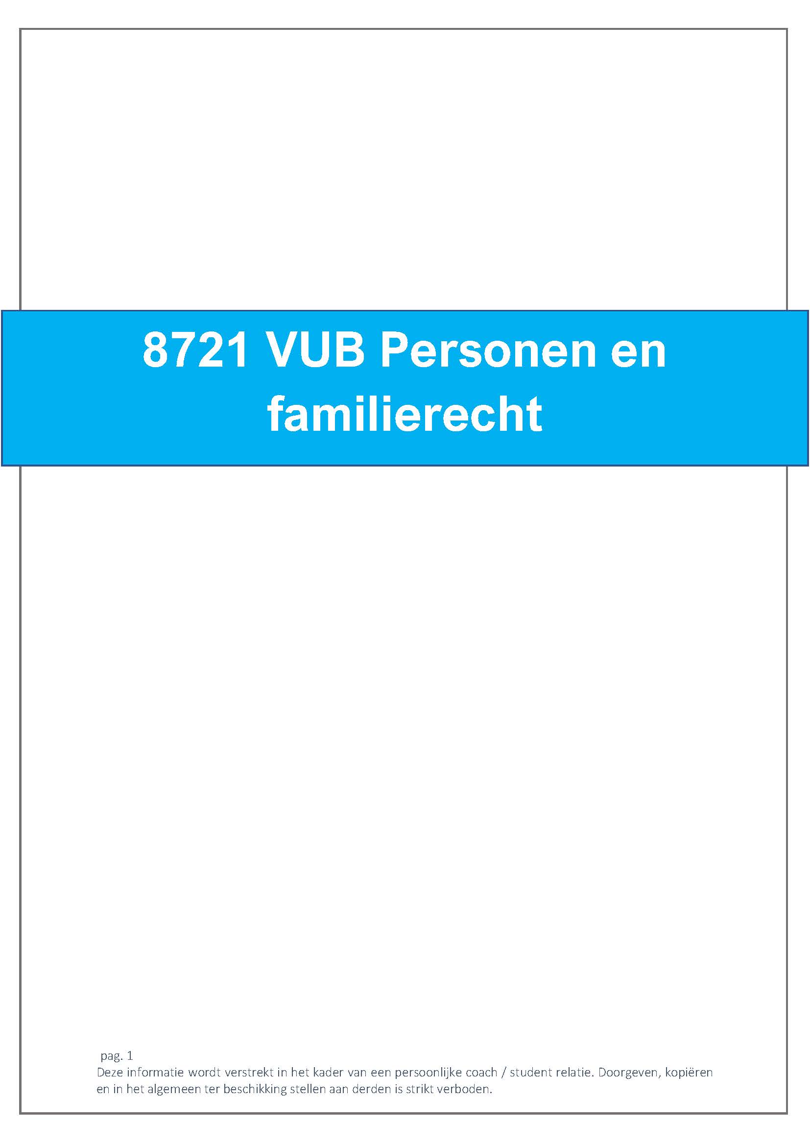8721 VUB Personen- en familierecht