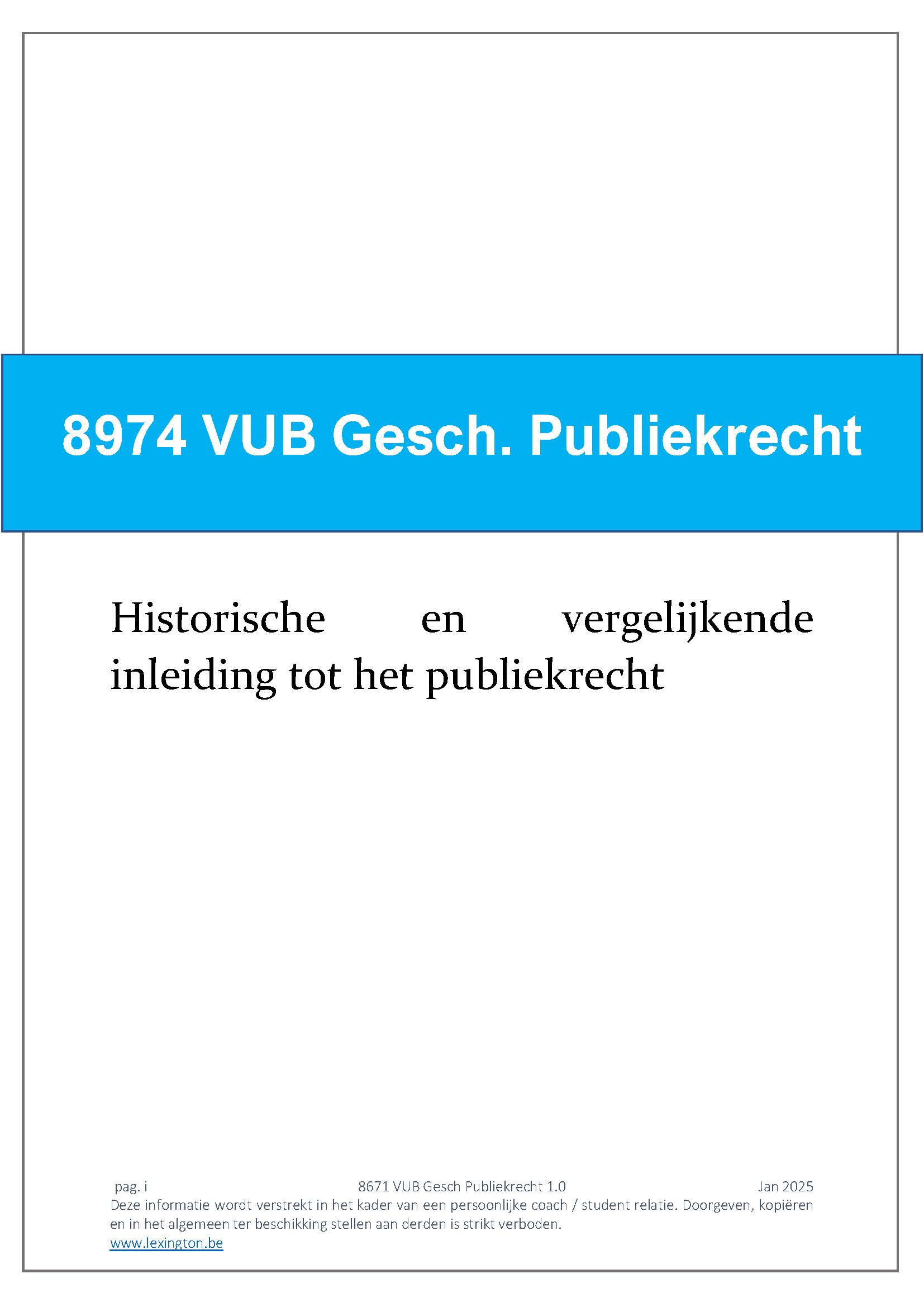8974 Historische en vergelijkende inleiding tot het publiekrecht