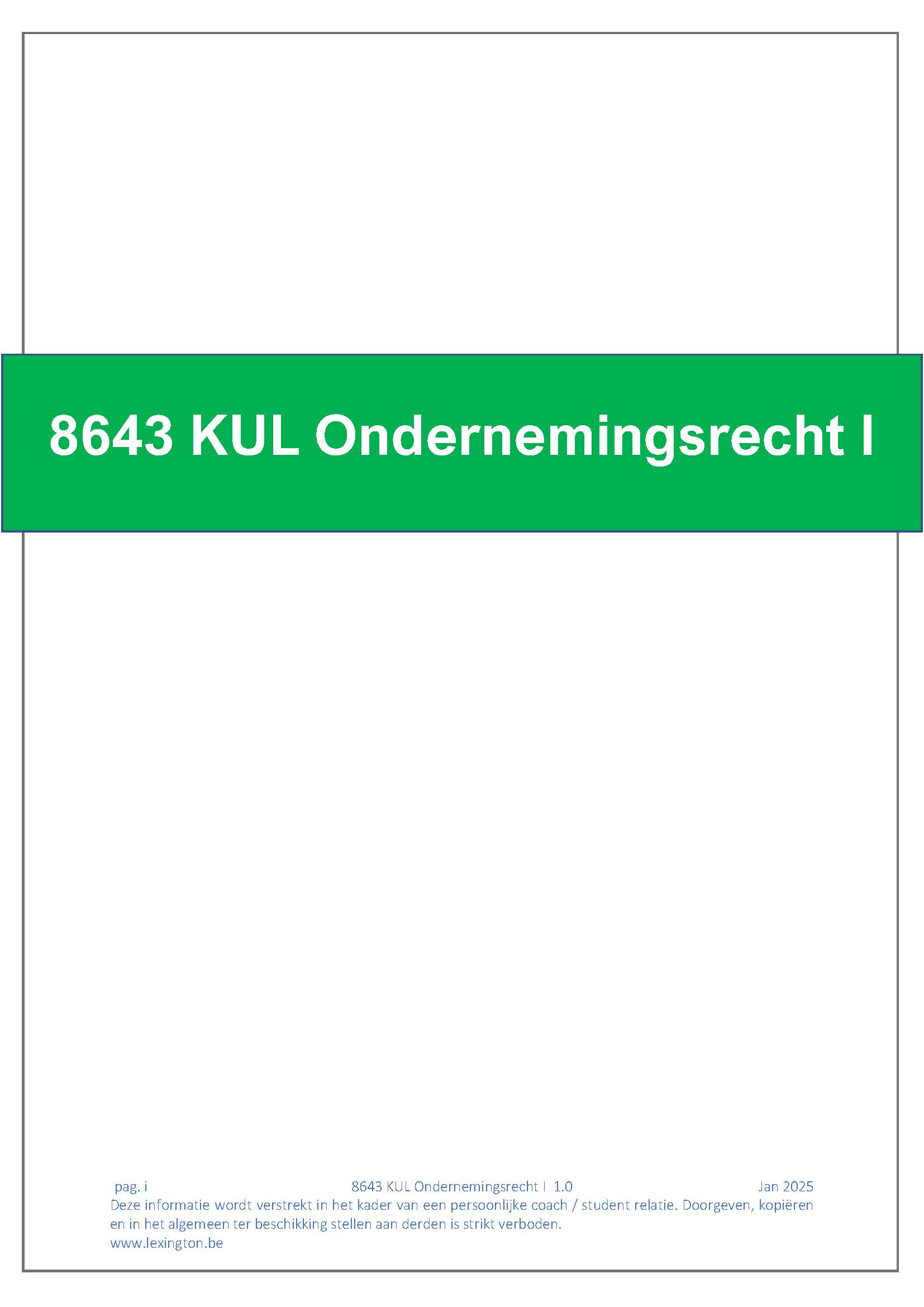 8643 KUL Ondernemingsrecht