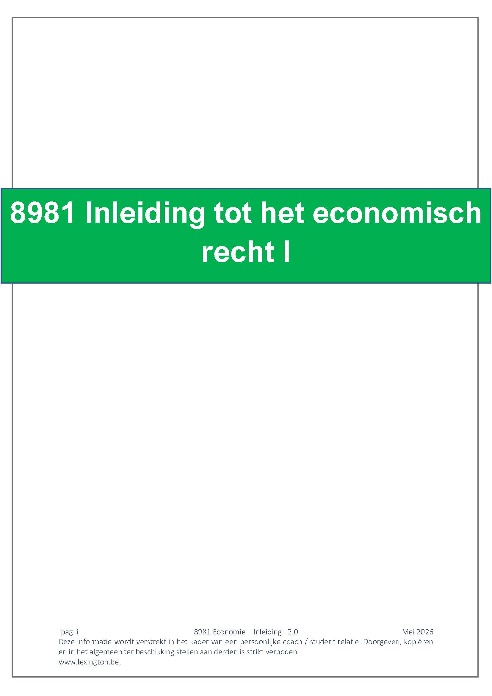 8981 Inleiding tot het recht TEW/HIR - 1 Bac Sem 2